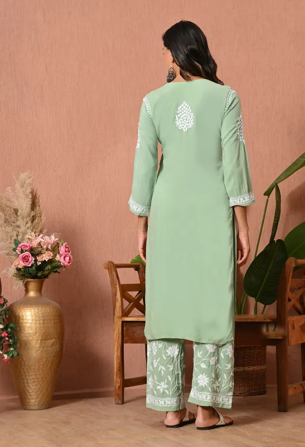 Syrish_Mint_Grace_Hand_Embroidered_Chikankari_Rayon_Kurta_Set