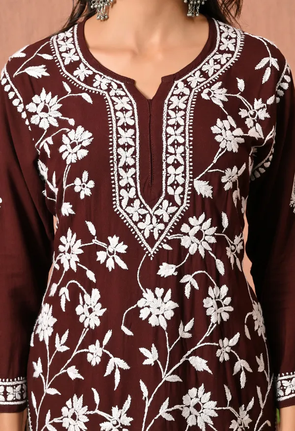 Syrish_Wine_Hand_Embroidered_Chikankari_Rayon_Kurta_Set