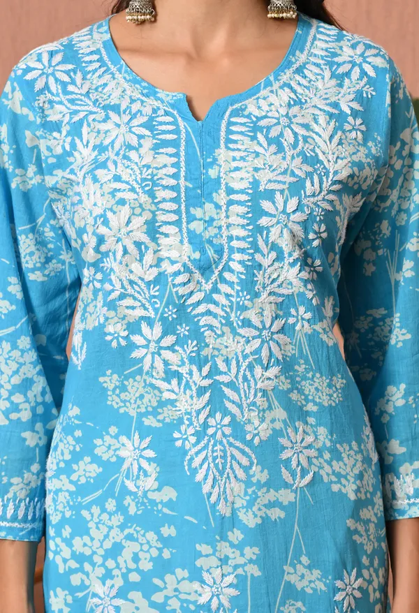 Syrish_Meher_Blue_Chikankari_Straight_Kurta