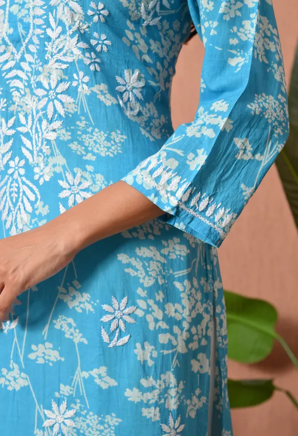 Syrish_Meher_Blue_Chikankari_Straight_Kurta