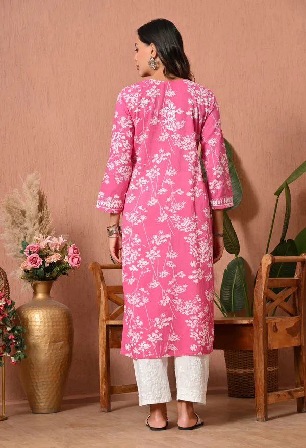 Syrish_MeherDark__Pink_Chikankari_Straight_Kurta