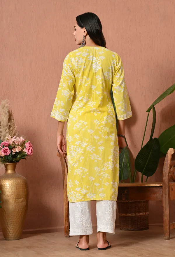 Syrish_Meher_Yellow_Chikankari_Straight_Kurta