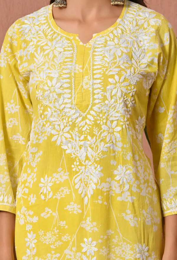 Syrish_Meher_Yellow_Chikankari_Straight_Kurta