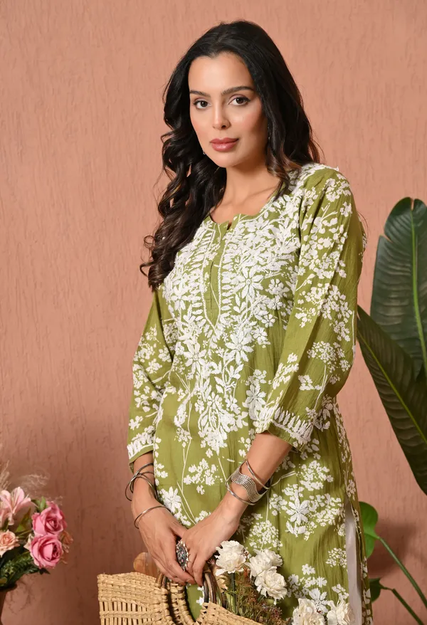 Syrish_Meher_Mendi_Green_Chikankari_Straight_Kurta