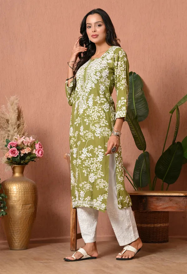 Syrish_Meher_Mendi_Green_Chikankari_Straight_Kurta