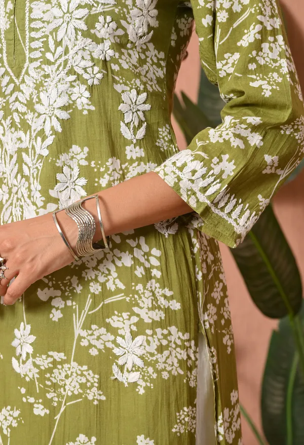 Syrish_Meher_Mendi_Green_Chikankari_Straight_Kurta