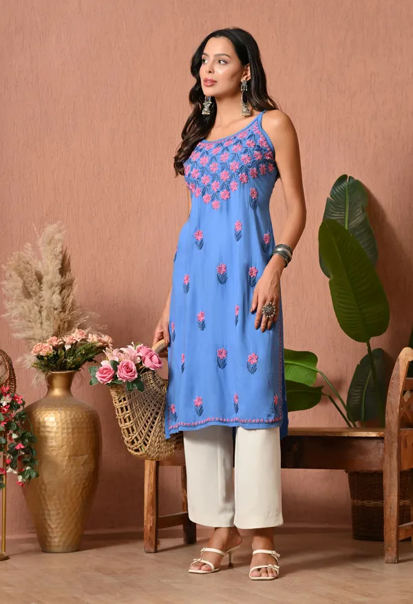 Syrish_Handcrafted_Chikankari_Rayon_Sleeveless_Kurta_�_Blue