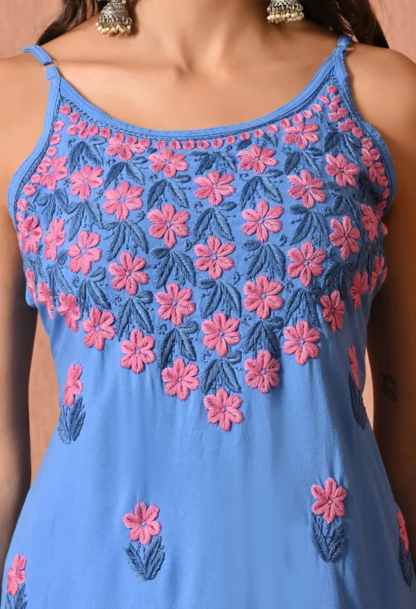 Syrish_Handcrafted_Chikankari_Rayon_Sleeveless_Kurta_�_Blue