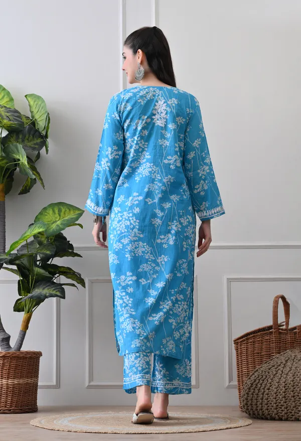 Hand_Embroidered_Chikankari_Mulmul_Plazo_Set-Blue