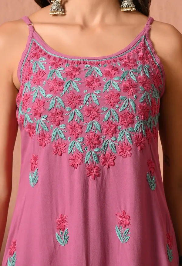 Syrish_Handcrafted_Chikankari_Rayon_Sleeveless_Kurta_�_Pink