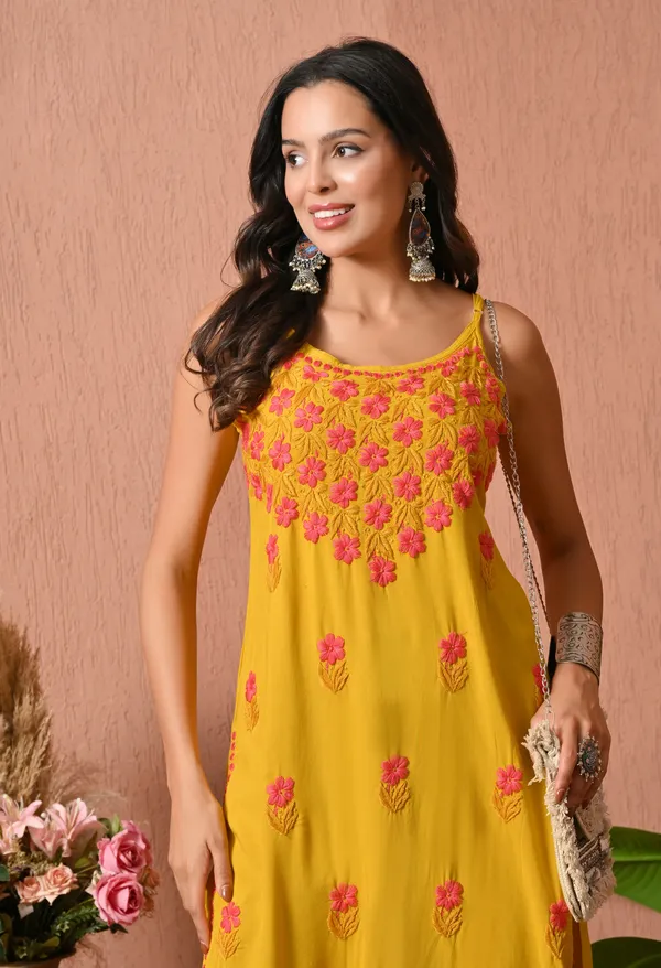 Syrish_Handcrafted_Chikankari_Rayon_Sleeveless_Kurta_�_Yellow