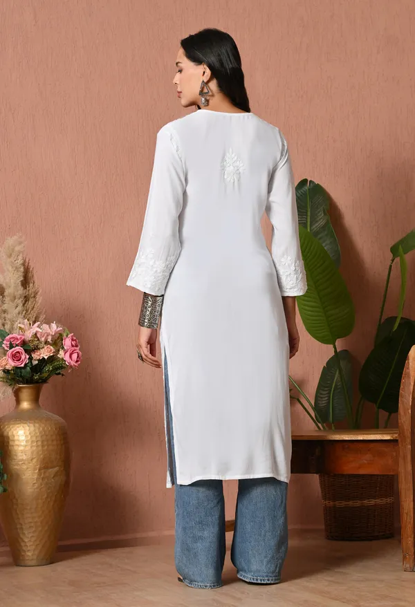 Syrish_Elegance_Handcrafted_Rayon_Chikankari_Kurta-_White
