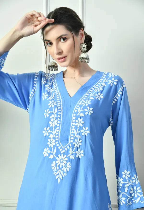 Sky_Blue_Hand_Embroidered_Rayon_Chikankari_Straight_Kurta