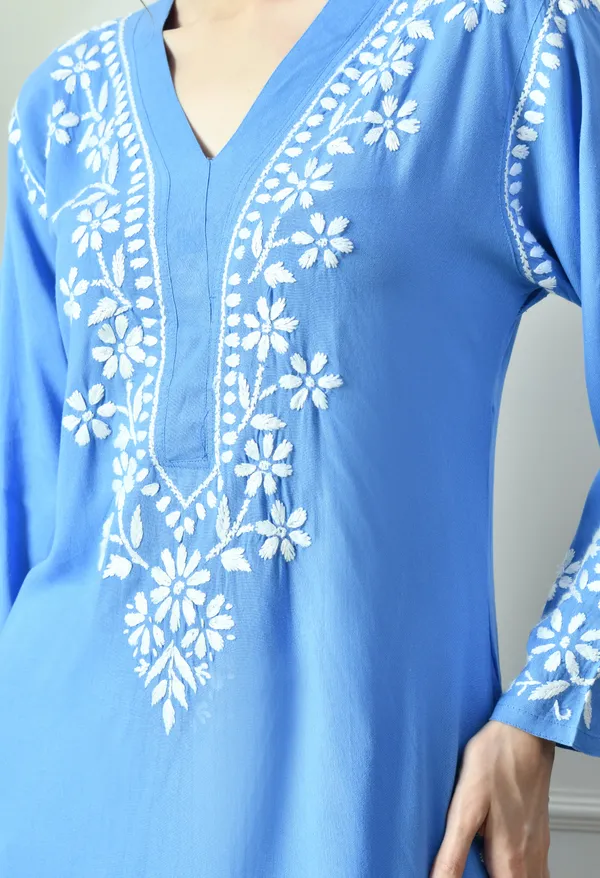 Sky_Blue_Hand_Embroidered_Rayon_Chikankari_Straight_Kurta
