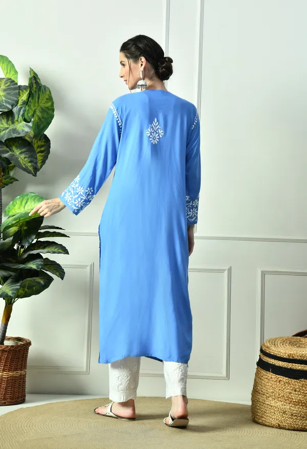 Sky_Blue_Hand_Embroidered_Rayon_Chikankari_Straight_Kurta