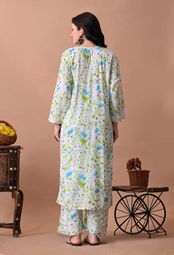 Syrish_White_&_Blue_Floral_Hand-Embroidered_Chikankari_Mulmul_Kurta_Set