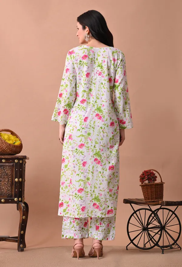 Syrish_White_&_Pink_Floral_Hand-Embroidered_Chikankari_Mulmul_Kurta_Set