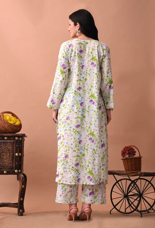 Syrish_White_&_Purple_Floral_Hand-Embroidered_Chikankari_Mulmul_Kurta_Set