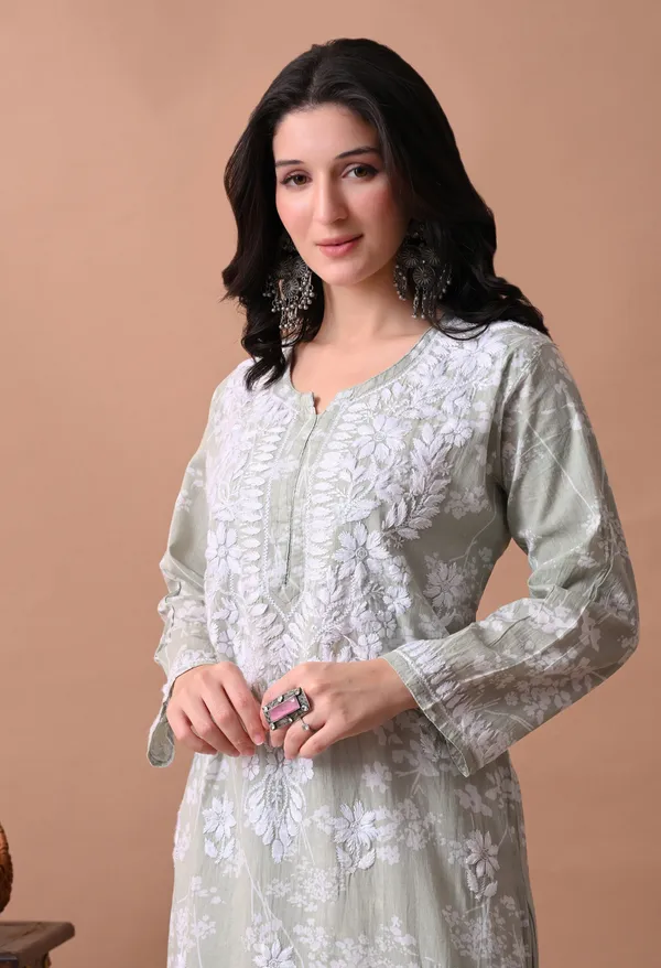 Syrish_Meher_Green_Chikankari_Straight_Kurta