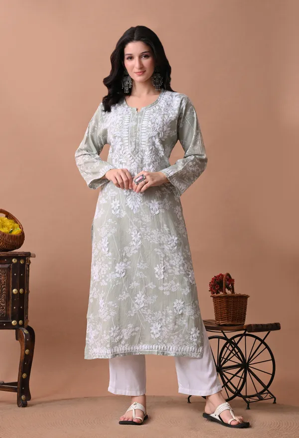 Syrish_Meher_Green_Chikankari_Straight_Kurta