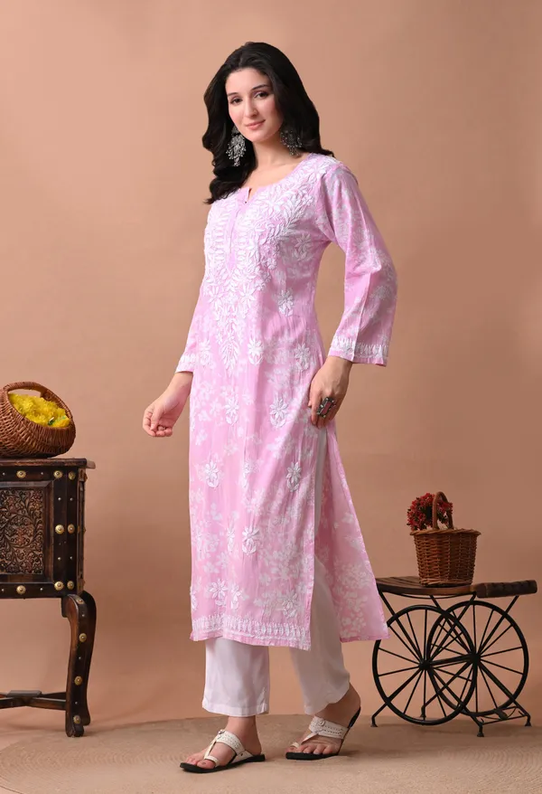 Syrish_Meher_Pink_Chikankari_Straight_Kurta