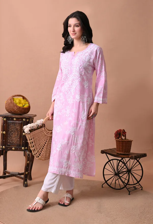 Syrish_Meher_Pink_Chikankari_Straight_Kurta