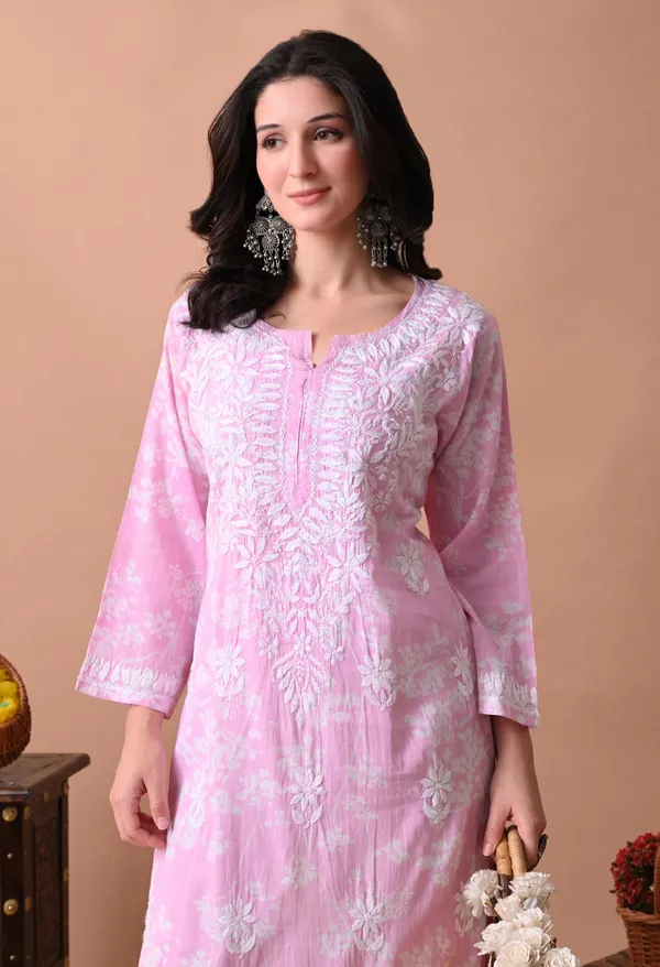 Syrish_Meher_Pink_Chikankari_Straight_Kurta