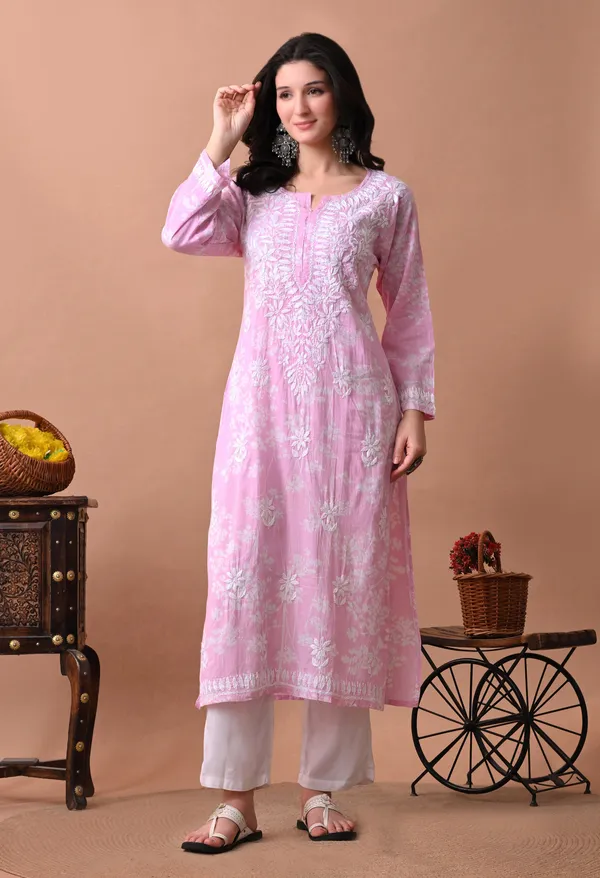 Syrish_Meher_Pink_Chikankari_Straight_Kurta
