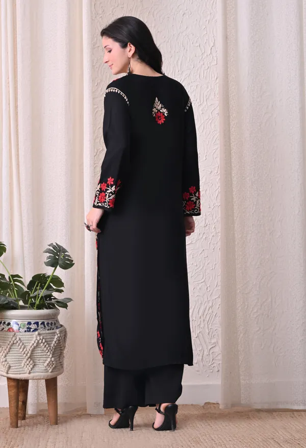 Syrish_Elegance_Handcrafted_Rayon_Chikankari_Kurta-_Red