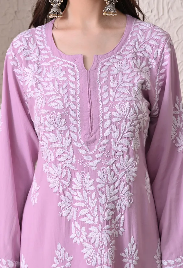 Syrish_Elegance_Handcrafted_Rayon_Chikankari_Kurta-_Lavender
