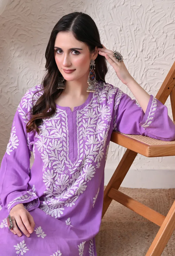 Syrish_Elegance_Handcrafted_Rayon_Chikankari_Kurta-_Purple