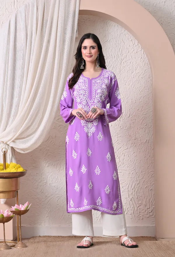 Syrish_Elegance_Handcrafted_Rayon_Chikankari_Kurta-_Purple