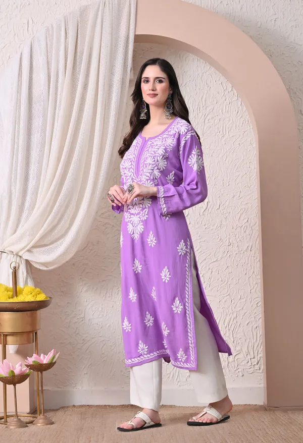 Syrish_Elegance_Handcrafted_Rayon_Chikankari_Kurta-_Purple