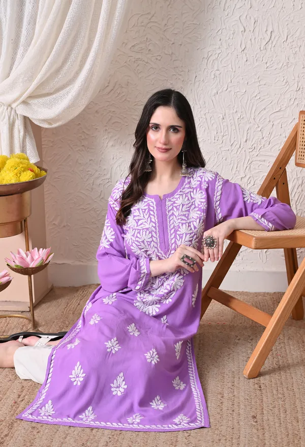 Syrish_Elegance_Handcrafted_Rayon_Chikankari_Kurta-_Purple