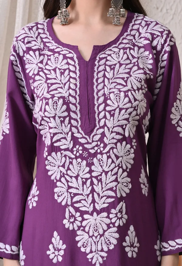 Syrish_Elegance_Handcrafted_Rayon_Chikankari_Kurta-_Purple