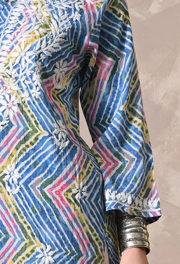 Syrish_Leheriya__Blue_Cotton_Hand_Embroidered_Chikankari_Kurta