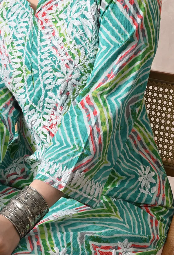 Syrish_Leheriya__Green_Cotton_Hand_Embroidered_Chikankari_Kurta