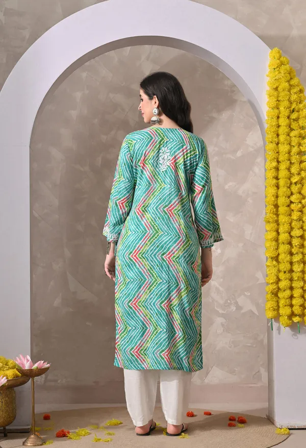Syrish_Leheriya__Green_Cotton_Hand_Embroidered_Chikankari_Kurta