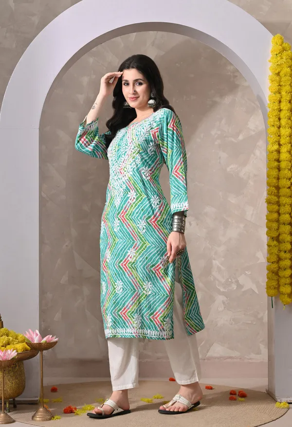 Syrish_Leheriya__Green_Cotton_Hand_Embroidered_Chikankari_Kurta