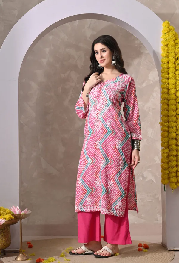 Syrish_Leheriya__Pink_Cotton_Hand_Embroidered_Chikankari_Kurta