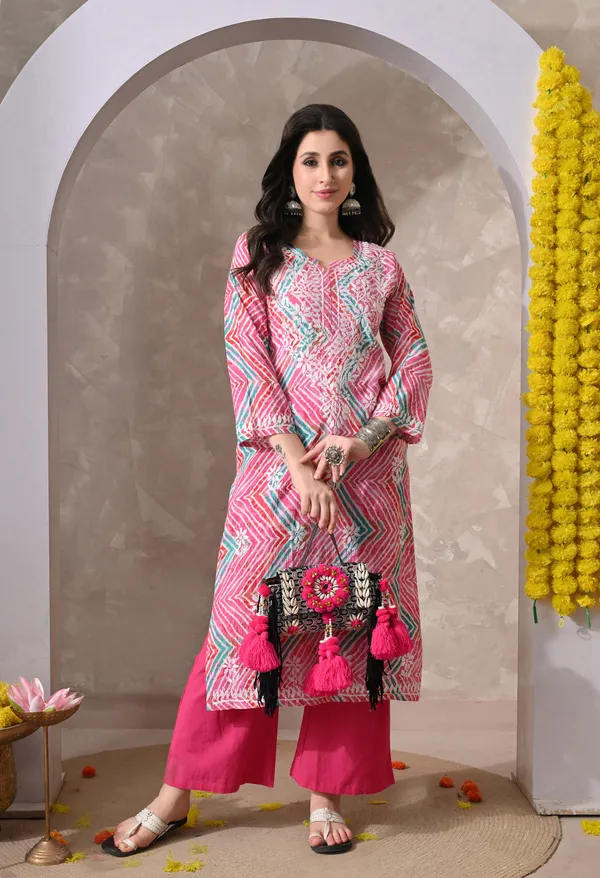 Syrish_Leheriya__Pink_Cotton_Hand_Embroidered_Chikankari_Kurta