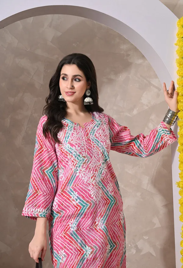 Syrish_Leheriya__Pink_Cotton_Hand_Embroidered_Chikankari_Kurta