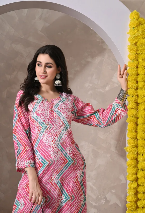 Syrish_Leheriya__Pink_Cotton_Hand_Embroidered_Chikankari_Kurta