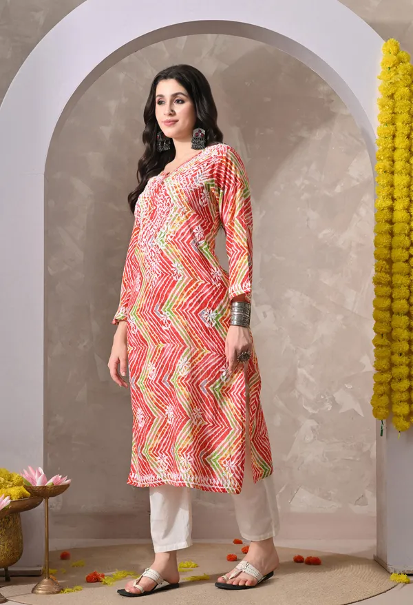 Syrish_Leheriya__Red_Cotton_Hand_Embroidered_Chikankari_Kurta