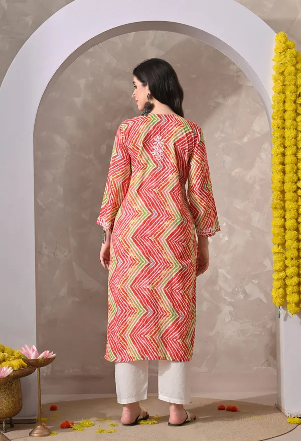 Syrish_Leheriya__Red_Cotton_Hand_Embroidered_Chikankari_Kurta