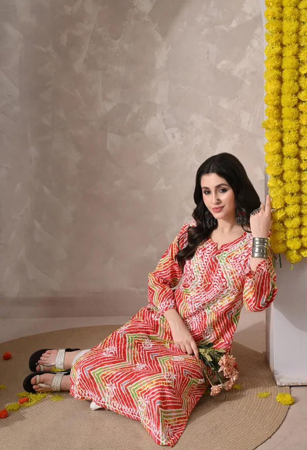 Syrish_Leheriya__Red_Cotton_Hand_Embroidered_Chikankari_Kurta