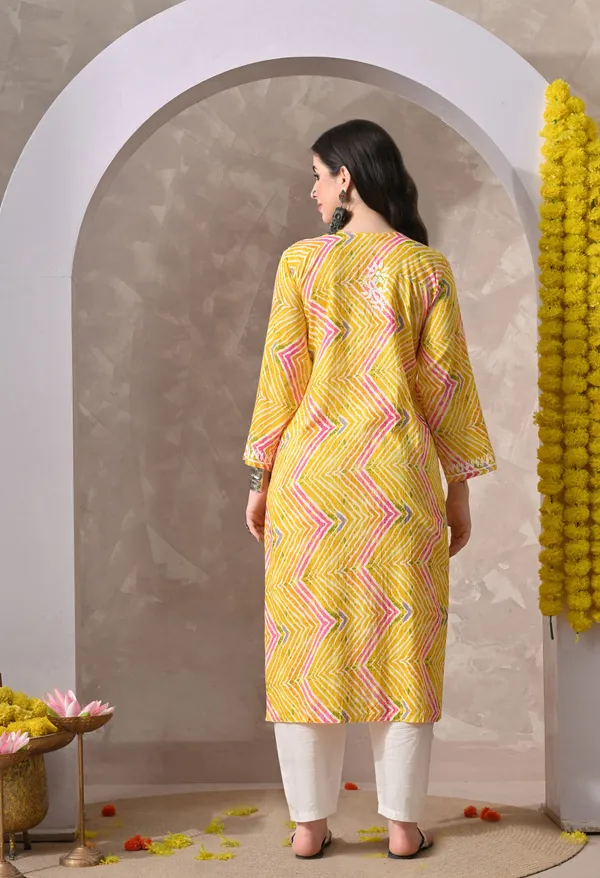 Syrish_Leheriya__Yellow_Cotton_Hand_EmbroideYellow_Chikankari_Kurta