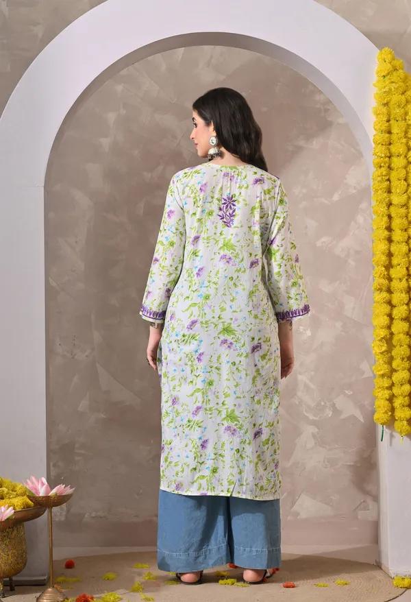 Syrish_Purple_Floral_Hand_Embroidered_Chikankari_Cotton_Kurta
