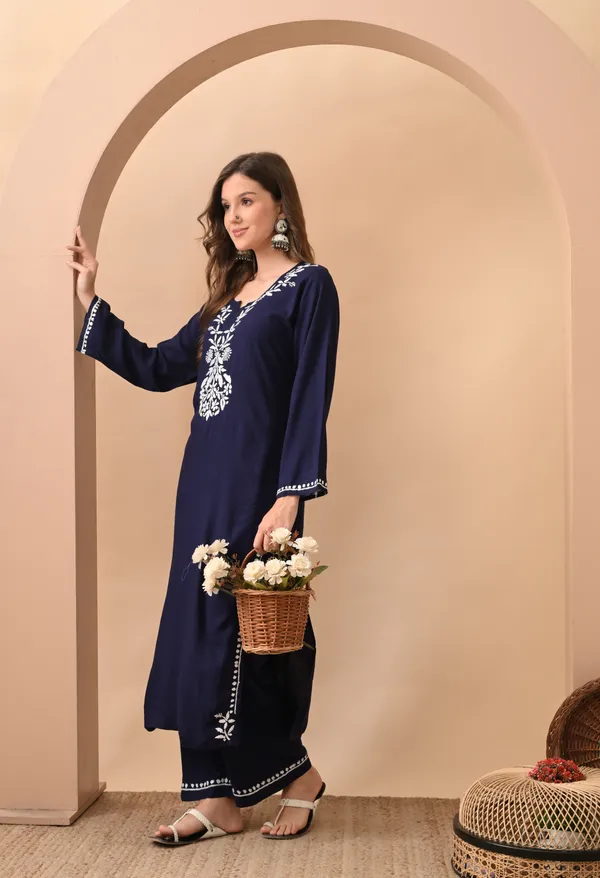 Hand-embroidered_Lucknowi_Chikankari_Kurta_Plazo_Set_�Black