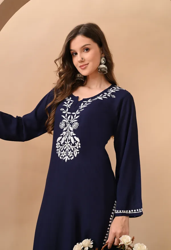Hand-embroidered_Lucknowi_Chikankari_Kurta_Plazo_Set_�Black